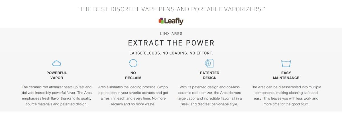 LINX Ares Honey Straw Vaporizer Features